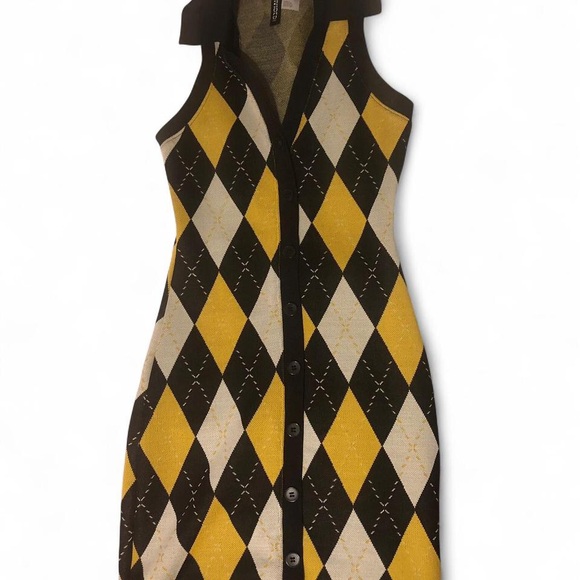 H&M Yellow and Black Argyle Mini Dress - Picture 5 of 5